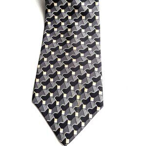 Don Loper Beverly Hills Black & Gray Geometric Print Silk Tie.